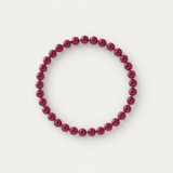 Bracelet en perles d'eau douce rouge cerise sur fil élastique argent 925.