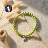 Bracelet perles d'eau douce vertes et argent 925 avec breloque étoile.