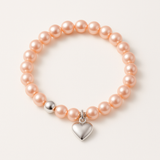 Bracelet Porte Bonheur Coeur - Perles d'Eau Douce Roses