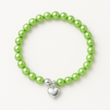 Bracelet Porte Bonheur Coeur - Perles d'Eau Douce Vertes