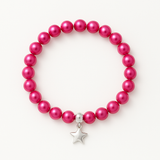 Bracelet Porte Bonheur Etoile - Perles d'Eau Douce Roses Fushia
