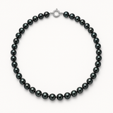 Collier NOELYSE | Argent & Perles Noires | 6/7 mm | Fermoir Anneau Marin