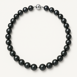 Collier NOELYSE | Argent & Perles Noires | 9/10 mm | Fermoir Boule