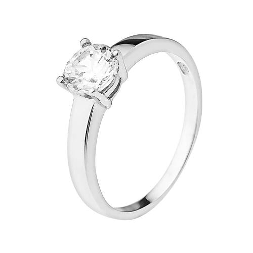 Bague Solitaire | Argent & Oxyde de Zirconium Blanc | Sertie de 4 Griffes